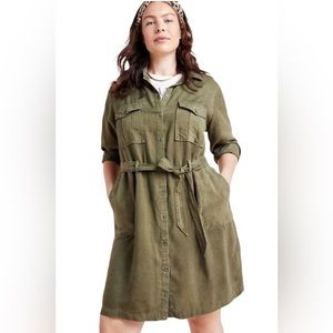 Anthropologie Cloth & Stone Belted Military Dress Size Small